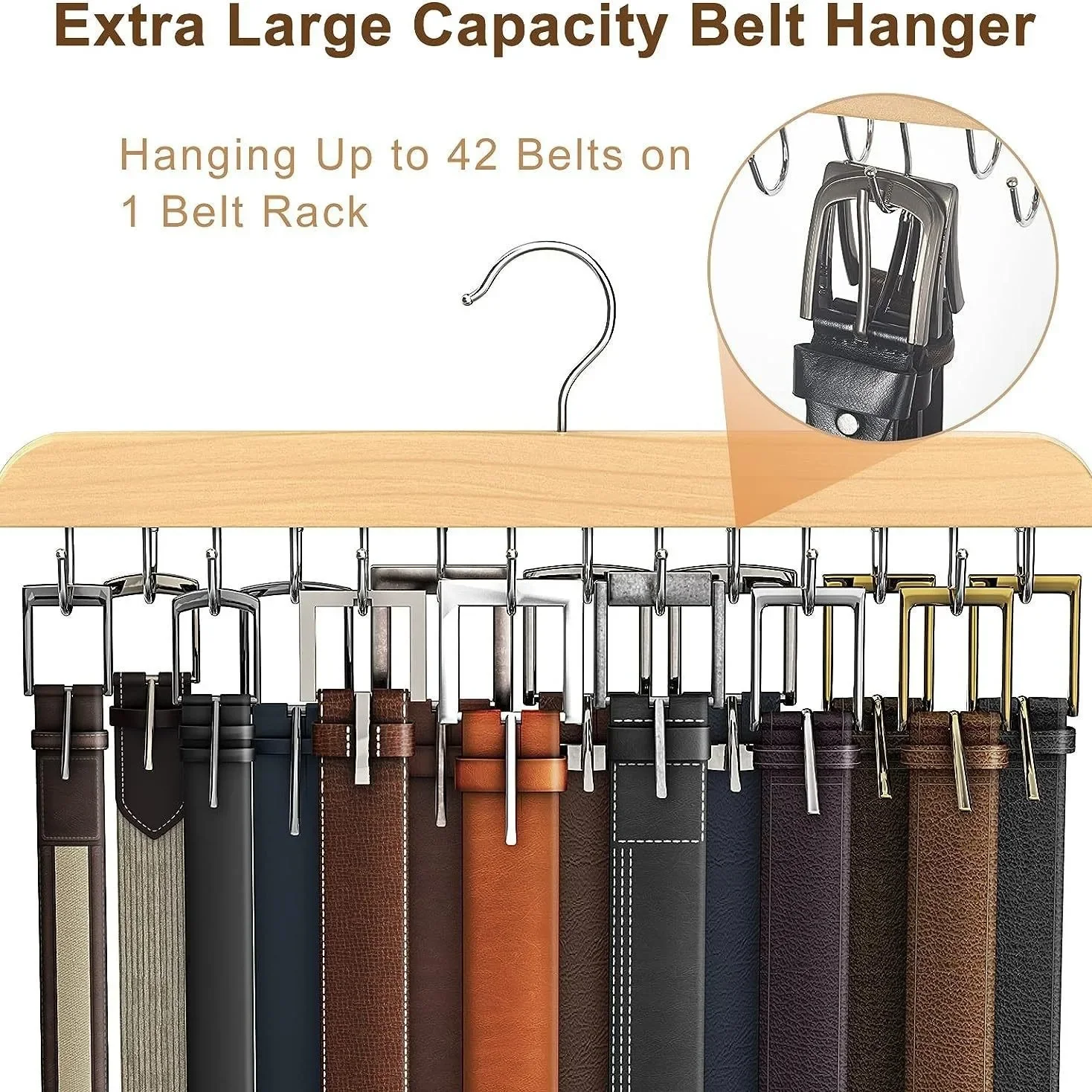 Men'S Accessories Wardrobe - Wooden Belt Rack Women Storage Hangers
