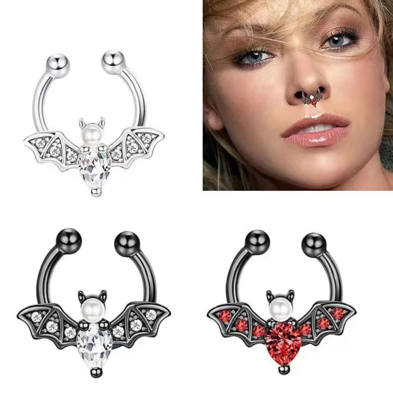 Men'S Accessories Rings - EVISPOL Cute Halloween Bat Faux Septum