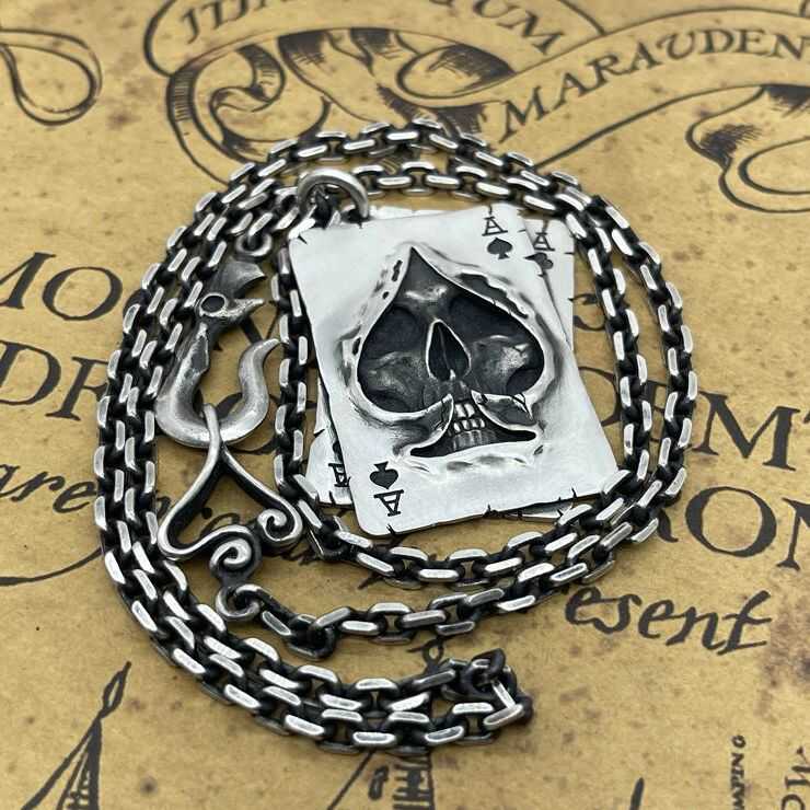WEIER Retro Poker Skull Pendan - огляд і ціна Men Accessories Fashion