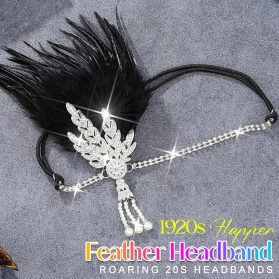 1920s Flapper Feather Headband - огляд і ціна Men'S Accessories In The 1920S